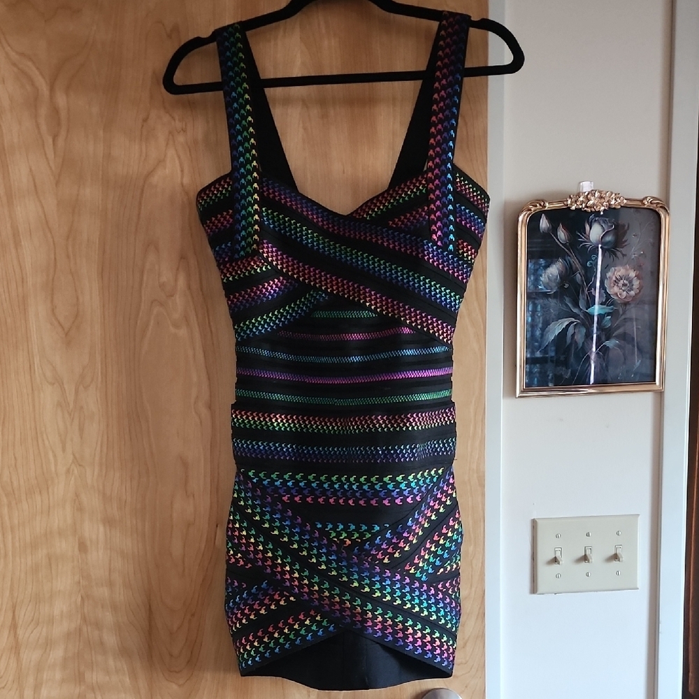 Vibrant Rainbow Mini Dress By Bella Barnett